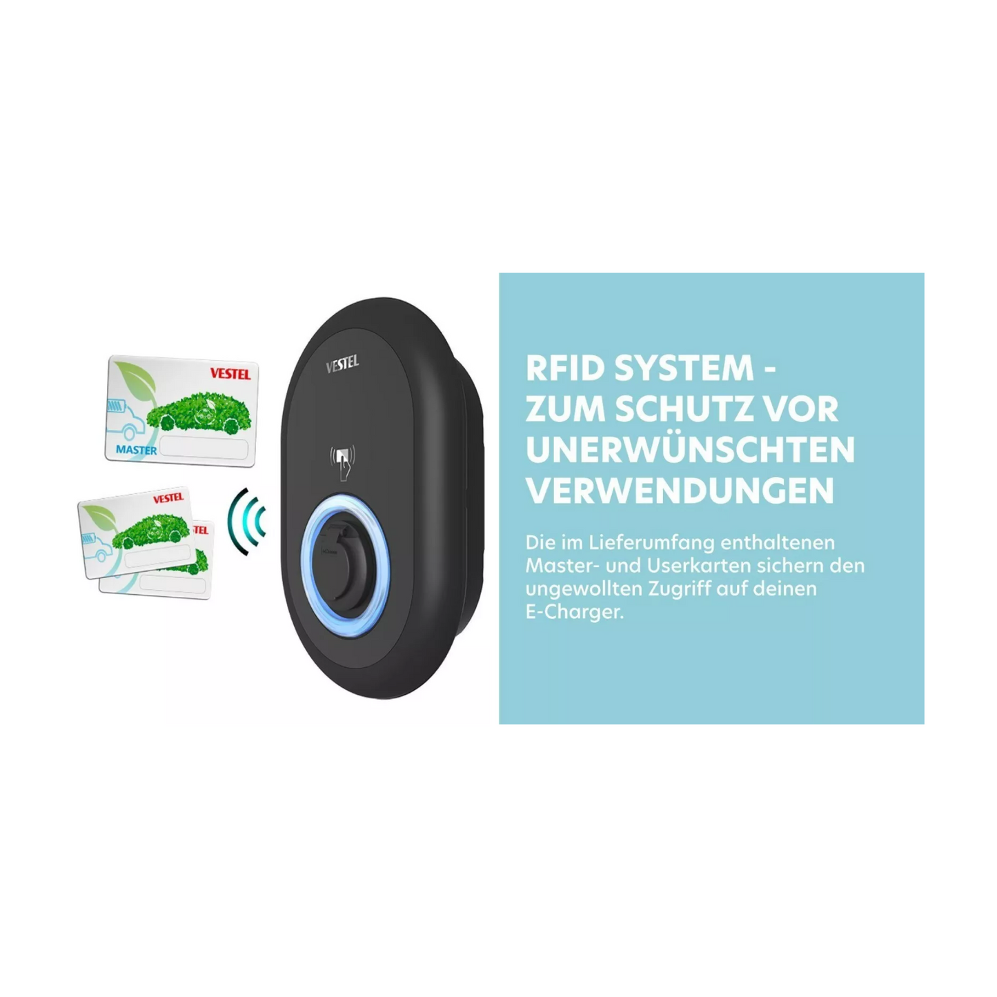 Vestel EVC04-AC11A-T2P Wallbox 1012594 – 11 kW, 5 m Kabel, RFID, IP54, KfW-förderfähig