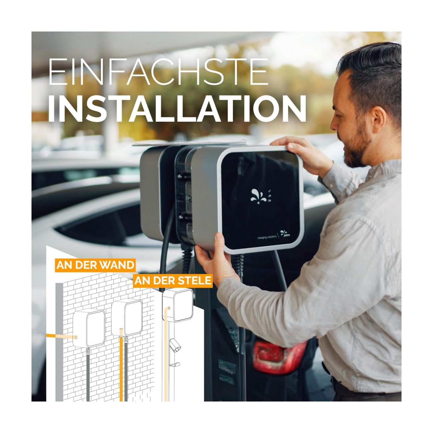 Juice Charger Me 3 – 11 kW & 22kW Wallbox, 5 m Typ‑2 Kabel, RFID, MID‑Zähler, LAN, WLAN