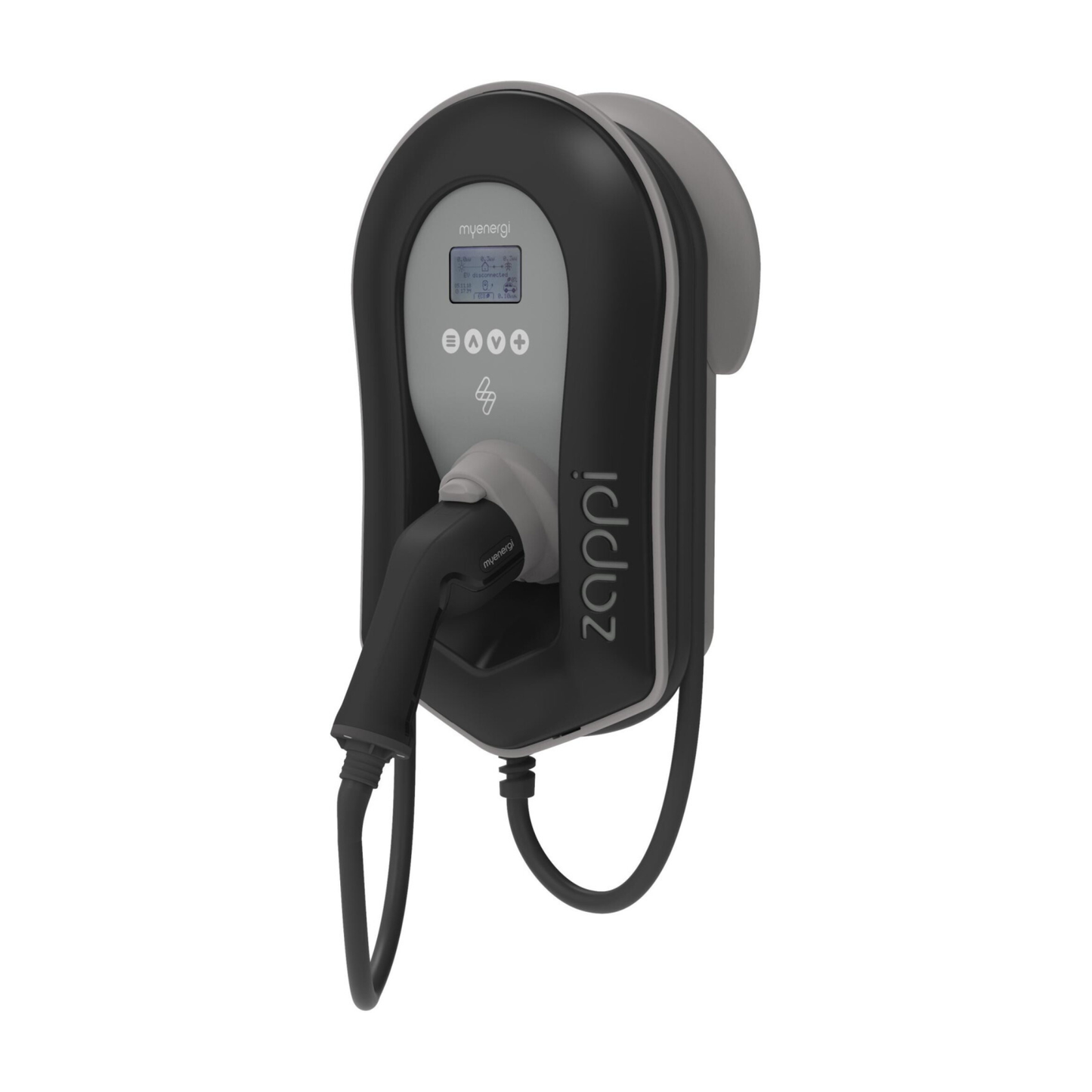 myenergi zappi 2H22TB-T v2.1 Wallbox 11kW/22kW – 6,5m Typ-2 Kabel, PV-Überschussladen, Schwarz, WLAN/LAN