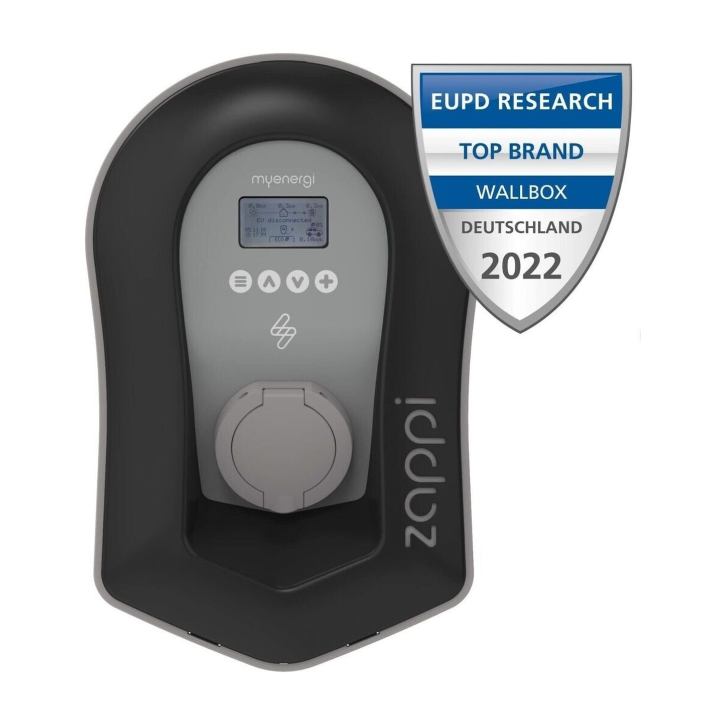 myenergi zappi v2.1 Wallbox 11/22 kW – Typ 2 Buchse (ohne Kabel) – Schwarz – PV-Überschussladen, WLAN/LAN
