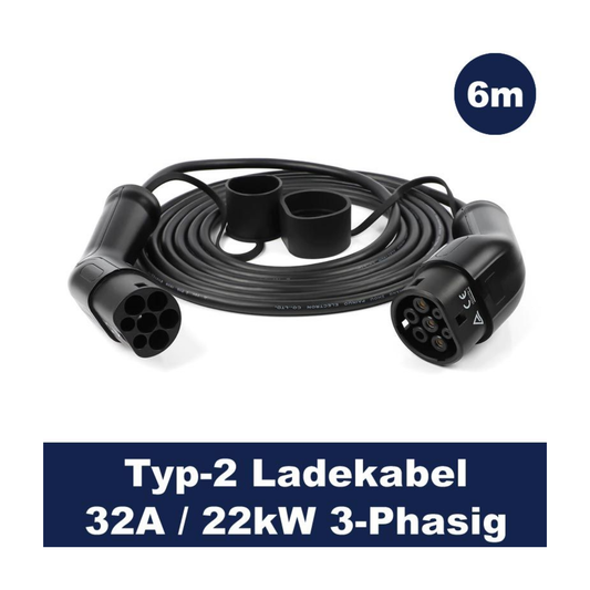 Ladekabel Typ2 Basic – 32A – 22kW – 3-Phasig – 6m