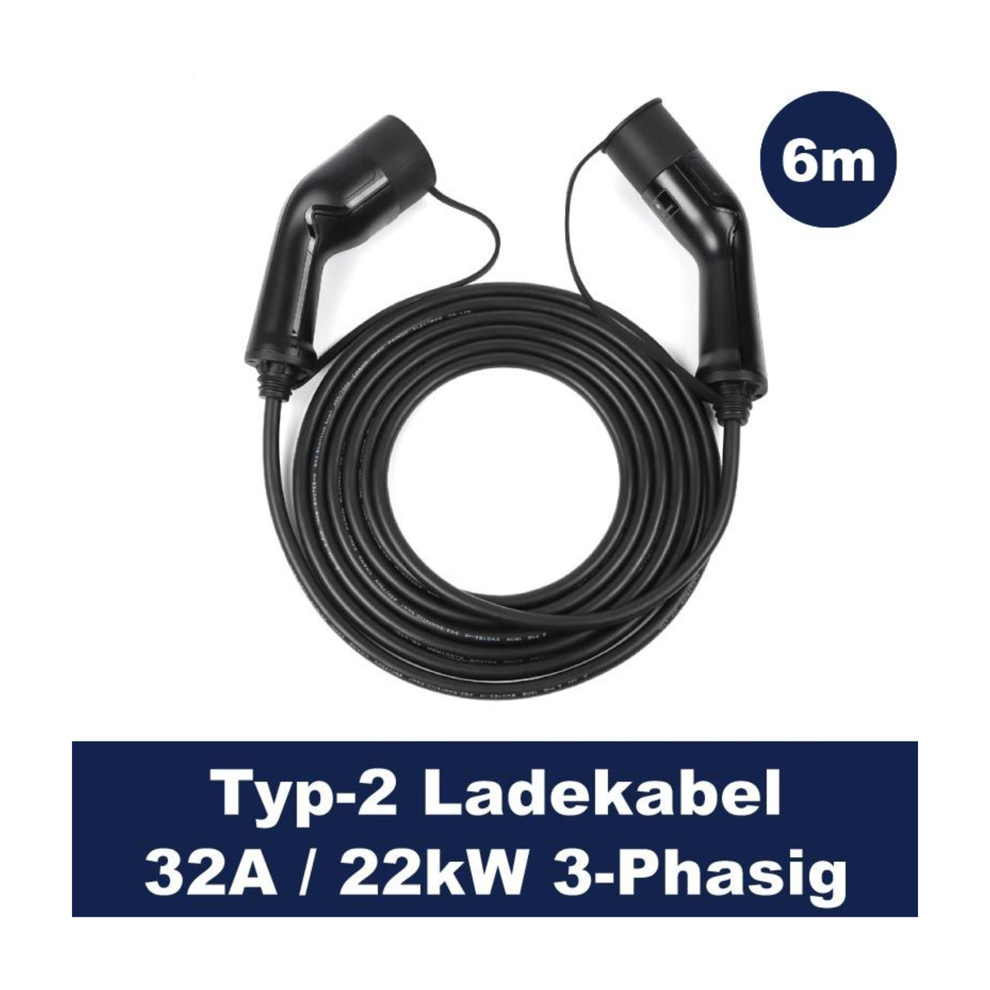 Ladekabel Typ2 Basic – 32A – 22kW – 3-Phasig – 6m