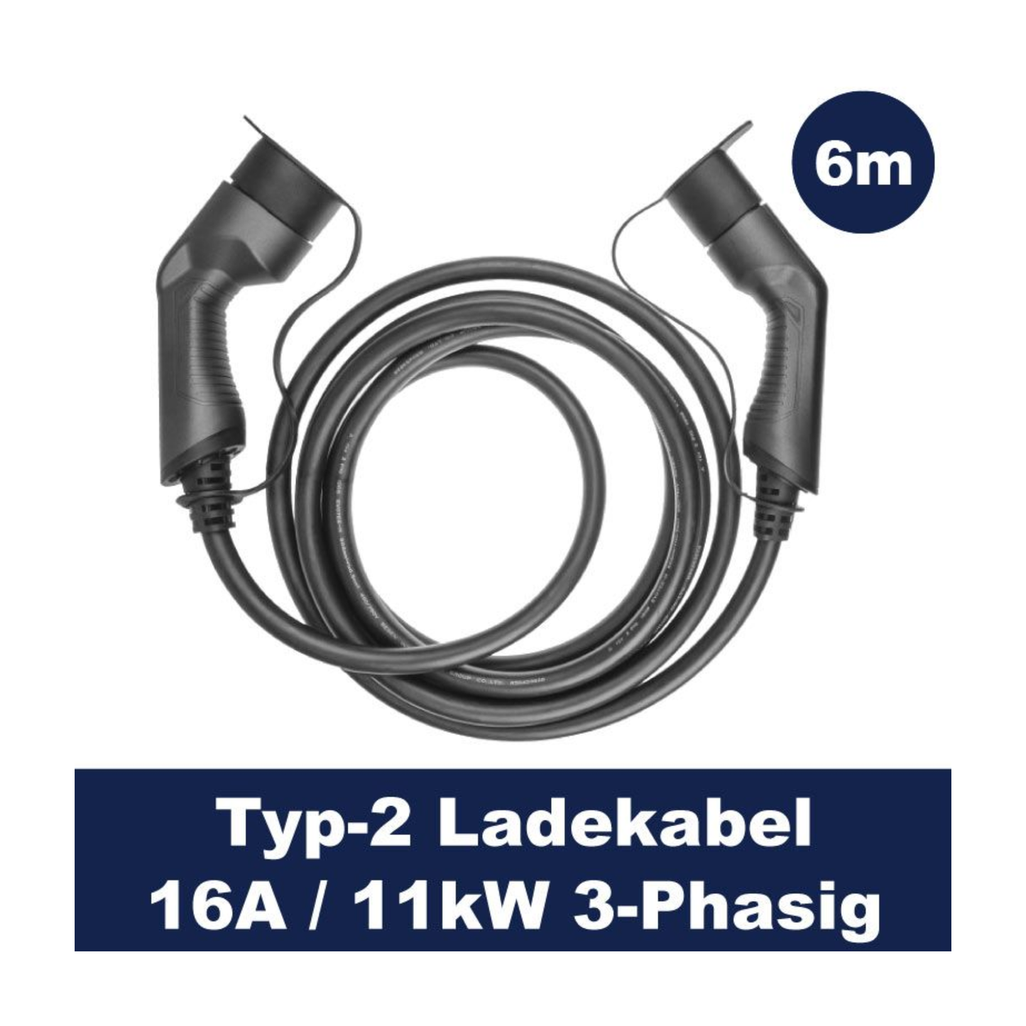 Ladekabel Typ2 Basic – 32A – 11kW – 3-Phasig – 6m